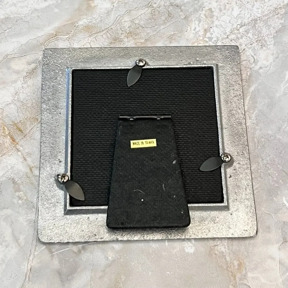 Pewter Picture Frame 3x3 in Silver Free Standing 